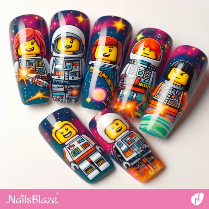 LEGO Space Minifigures Nail Extension Design | Game Nails - NB2718